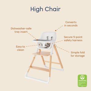 Ergobaby Evolve High Chair – Natural Wood Adjustable Baby Seat
