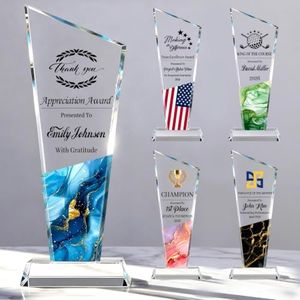 Custom Crystal Award Trophy with Logo, Personalized Corporate Recognition Plaque, Employee of the Month Award, Retirement Gift, Sports Champion 1st Place Award, Principal Thank You Gift (Style1)