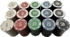 300 x NUMBERED POKER ROULETTE CASINO CHIPS - SUITED DESIGNS 60 x 5 COLOURS