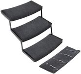 RV Camper Step Covers 3 Pack - 22 Inch Curved Wide Carpet Stair Rug Gray - Great for RV, Campers, Trailer, Vans with 8-11" Deep RV Stairs - Non-Slip Outdoor Stair Step Covers - Radius Step