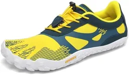 SAGUARO Barefoot Shoes Men Wide Toe Box Minimalist Trail Runner Sneakers Mens Fitness Gym Shoe Vitality III Size US 11 Women/9 Men Yellow