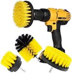 DRILL BRUSH 360 Original Attachments 3 Pack kit Medium- Yellow All Purpose Cleaner Scrubbing Brushes for Bathroom Surface, Grout, Tub, Shower, Kitchen, Auto,Boat,RV