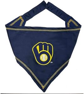 Pets First Milwaukee Brewers TIE Bandana, Small/Medium. Dog Bandana Scarf Bib for Pet Cat Dog. The Ultimate Game-Day, Party Bandana (BRW-3550-S-M)