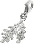 925 Sterling Silver Oak Tree Leaf Bead Pendant Dangle Clasp European Lobster Clip On Charm