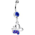 Body Candy Stainless Steel Blue Pink Accent Busy Butterfly Dangle Belly Ring