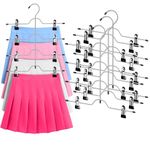 Upgrade 3 Pack 4 Tier Skirt Hangers Space Saving Pants Shorts Hangers with Adjustable Non Slip Clips Closet Organizers and Storage Heavy Duty Hangers for Pants, Trousers, Shorts, Jeans