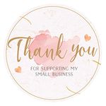 1.5" Thank You for Supporting My Small Business Stickers, 500pcs Thank You Stickers Labels, Blush Pink and Gold Thank You Sealing Stickers for Bakery, Handmade Goods, Retail Store (Pattern1, 1.5”)