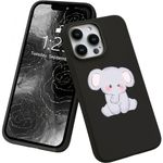 LuGeKe Cute Elephant Phone Case for iPhone 13, Kawaii Pattern Soft Black Silicone Flexible Ultra Slim Protective Cover for Girls Boys