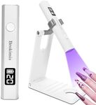 Brokimis Handheld UV Light for Gel Nails with Stand, Mini Nail Lamp with LCD Display 3-Timer Modes Portable Cordless Rechargeable USB Small Nail Dryer for Fast Curing Home DIY Manicure Nail Art