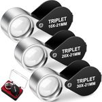 Frienda 3 Pieces Jewelers Eye Loupe Set 10X, 20X and 30X Pocket Jewelry Loupe, Jewelers Eye Magnifying Glass Magnifier for Jewelry Coins Gems Stamps Watches Supplies(Black,Triplet Style)