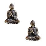 SaiDian 2 Pcs Mini Statue Brass Sakyamuni Buddha Ornaments Creative Home Office Decoration