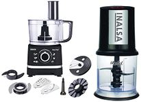 Inalsa 400-Watt Bullet Electric Chopper with Twin Blade Technology Food Processor Easy Prep-800W with Processing Bowl and 7 Accessories (Black)