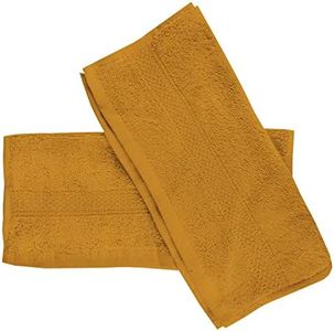 Soleil d'ocre, Lagune Lot de 2 Serviettes invité, Coton, Jaune, 30x40 cm