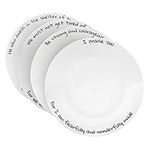 ChitChat Ware Porcelain Plates - Set of 4 Ceramic, Durable & Reusable Dining Tableware – White Decorative Round Plates for Home - "I Praise" Set - Microwave & Dishwasher Safe - 10.5x1"