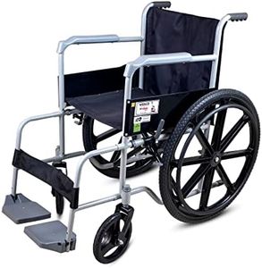 Vissco Rodeo Veer Mag Wheel, Premium WheelChair With Fixed Handle & Swingable Footrest, Weight Capacity 100kg - Universal (Grey)