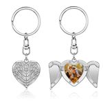 AllerPierce Personalized Keyrings Custom Photo Locket Keyring Engraved Picture Key Ring Angel Wing Memorial Locket Keychain Gifts for Women Mother’s Day Birthday