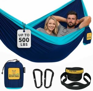 Wise Owl Outfitters Hammock for Camping Double Hammocks Gear for The Outdoors Backpacking Survival or Travel - Portable Lightweight Parachute Nylon DO Navy & Lt Blue