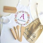 Personalised Apron & Optional Utensils Set - Kids Aprons -Baking Sets- boys Girls Kitchen Gift