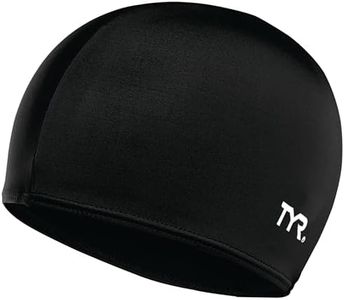 TYR mens all-season Swim cap, Black, One Size US