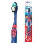 Colgate Kids Toothbrush 6-9 years | multi-height soft bristles clean big and small teeth | rounded tip for easy reach of back teeth | suction cup for upright storage | white bristles toothpaste guide