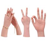 TEYVIYI Realistic Silicone Female Model Practice Hand Life Size Lifelike Bendable Mannequin Fake Hands Acrylic Nails for Showing Jewelry Nail Art Sketches (Suntan, Right Hand-With Skeleton)