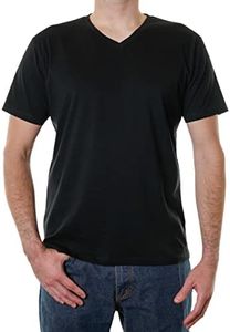 Organic Signatures V-Neck 100% Certified Organic Cotton, Soft T-Shirts for Men (X-Large, Black)