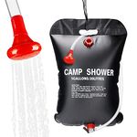 Outdoor Solar Shower Bag, 5 Gallons / 20L Portable Camping Shower Bag with On-Off Switchable Shower Head for Outdoor Swimming Outdoor Traveling Hiking Summer Shower Black (5 Gallons Black)