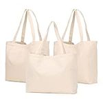 Canvas Tote, KOOLMOX Cotton Bags with Handles, 12Oz Heavy Duty Fabric Bags, Reusable & Washable Grandma Tote Bag for Women Grocery Shopping, Plain Bag for Crafts DIY Vinyl Paint to Decorate, 17x13‘’