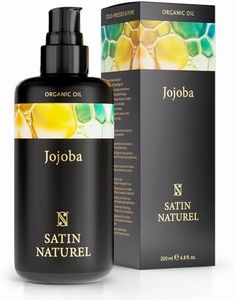Huile de Jojoba Bio 200ml - Soins pour le visage - Huile Cheveux Secs et Abimés - Huile Demaquillante Anti Vergeture et masque cheveux - Riche en Vitamine E - Bio Vegan Cruelty Free - Satin Naturel