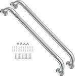 2 Pack 24 Inch Anti Slip Shower Grab Bar Handles, ZUEXT Chrome Stainless Steel Knurled Bathroom Balance Bar, 1.25" Diameter Safety Hand Rail Support,Handicap Elderly Injury Senior Assist Bath Handle