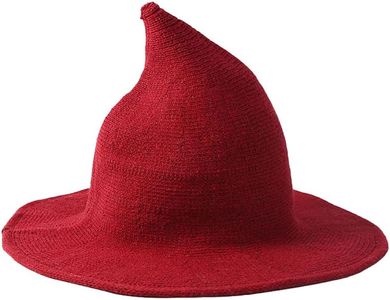 crazy bean Chapeau SorcièRe Halloween Chapeau De SorcièRe Pliable En Tricot à Large Bord Pour Femme,Chapeau Tricoté à Large Bord, Chapeau De SorcièRe Pointu Pointu(Rouge)