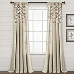 Lush Decor Boho Pom Tassel Window Curtain (Single Panel), 84 x 52 in (L x W), Dark Linen