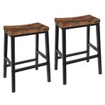 HOOBRO Bar Stools, Set of 2 Bar Chairs, Saddle Stools, Kitchen Counter Stools with Footrests, Industrial Stools for Dining Room, Kitchen, Counter, Bar, Rustic Brown and Black BF02MD01