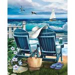5D Diamond Painting Kits for Adults Beach Lounge Chair Full Round Drill Diamond Art Crystal Rhinestone Embroidery Cross Stitch Arts Craft for Home Wall Decor Gift 80x120cm/32x48inch