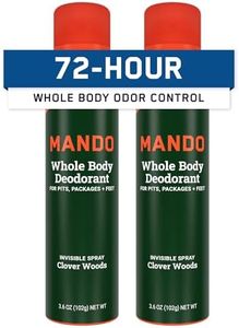 Mando Whole Body Deodorant For Men - Invisible Spray Deodorant - 72 Hour Odor Control - Low Irritation Formula - Aluminum Free, Benzene Free - 3.6 ounce Cans (Pack of 2) - Clover Woods