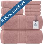 DAN RIVER 100% Luxurious Cotton Bath Towels Set - Premium Quality Pack of 8 - Ultimate Comfort and Absorbency for Bathroom, Luxury Bath Towels Set for Home & Spa (27" x 54"), Dusty-Rose