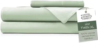 Hotel Sheets Direct 100% Viscose Derived from Bamboo Sheets Set Twin XL - Cooling Bed Sheets with 1 Pillowcase- Breathable, Moisture Wicking & Silky Soft Sheets Set- Light Green