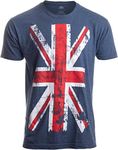 Union Jack Flag | UK United Kingdom Great Britain British for Men Women T-Shirt-(Adult,XL) Vintage Blue