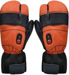 Savior Heated Gloves with Rechargeable Li-ion Battery Heated for Men and Women, Warm Gloves for Cycling Motorcycle Hiking Skiing Mountaineering, Works up to 2.5-6 hours (XL, Orange)