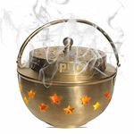 Pure Source India Brass Kapoor Dani, Aroma Diffuser, Bakhoor Dani, Incense Burner, Pack of 1(Star Cutting), Round