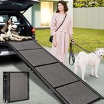 71" Max Length&20" Width Dog Car Ramps,Large Dog Folding Ramp with Non-Slip Carpet Surface,Pet Stairs Ramp for Large Cars,SUVs,Trucks & Outdoor Steps,Dog Stairs for Large Dogs Up to 285LBS