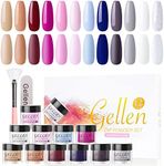 Gellen Dip Powder Nail Kit, 12 Colors Acrylic Dipping Powder Nail Kit, Fall Winter Nail Dip Powder Colors -Gray Blue Red Pink White Glitter Dip Manicure