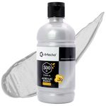 Artecho Silver Acrylic Paint Large Bottle 500ml / 16.9oz, Silver Craft Paint for Art Supplies, Silver Paint for Canvas, Rocks, Wood, Fabric, Ceramic, Non Toxic Paint