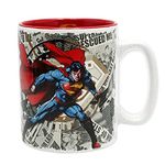 ABYstyle DC Comics Superman and Logo Ceramic Coffee Tea Mug Holds 460ml Action Movie Office Drinkware Home Kitchen Merch Gift