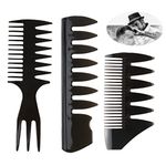 3 PCS Styling Comb,Barber Comb Wide Tooth Men Styling Comb Black Texture Comb Professional Shaping & Wet Pick Pompadour Comb Hair Combs Set for Wet Curly Thick Oil Hair Men Ladies Hair Hairstyle