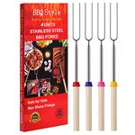 Marshmallow Toasting Forks, Telescoping Smores Sticks for Fire Pit, Marshmallow Roasting Sticks Barbecue Forks for Hotdog Hot Dog Bonfire BBQ Smores Skewers for Open Fire Pits Campfire Camping, 4 PCS