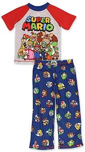 Super Mario Brothers Boys 2 Piece T-Shirt and Pants Pajamas Set (Medium / 8, Short Sleeve Red)