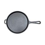 Bhagya Cast Iron Cookware Pre-Seasoned Dosatawas (12 Inches)-Long Handle - Cast Iron, Black