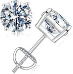 LIAN Moissanite Earrings S925 Sterling Silver Moissanite Diamond Stud Earrings 0.3ct-2ct D Color Round Brilliant Cut Screw Back Earrings for Womens Mens Jewelry(0.3ct*2-4mm)