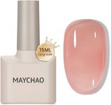 MAYCHAO Jelly Gel Nail Polish -15ML Sheer Pink Jelly Gel Polish Soak Off UV LED Nude Pink Nail Polish for DIY Manicure Home Salon Nail Art